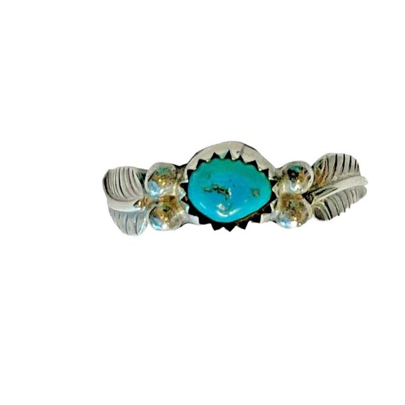 SW Grape Style Sterling Turquoise Ring Stone is 6.5x4MM Sz 7 A1237 - Picture 1 of 7